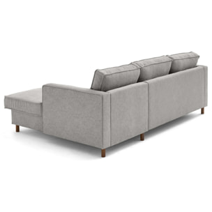 Jake - canapé d'angle droit 4 places convertible avec coffre en tissu velours relief - Gris clair