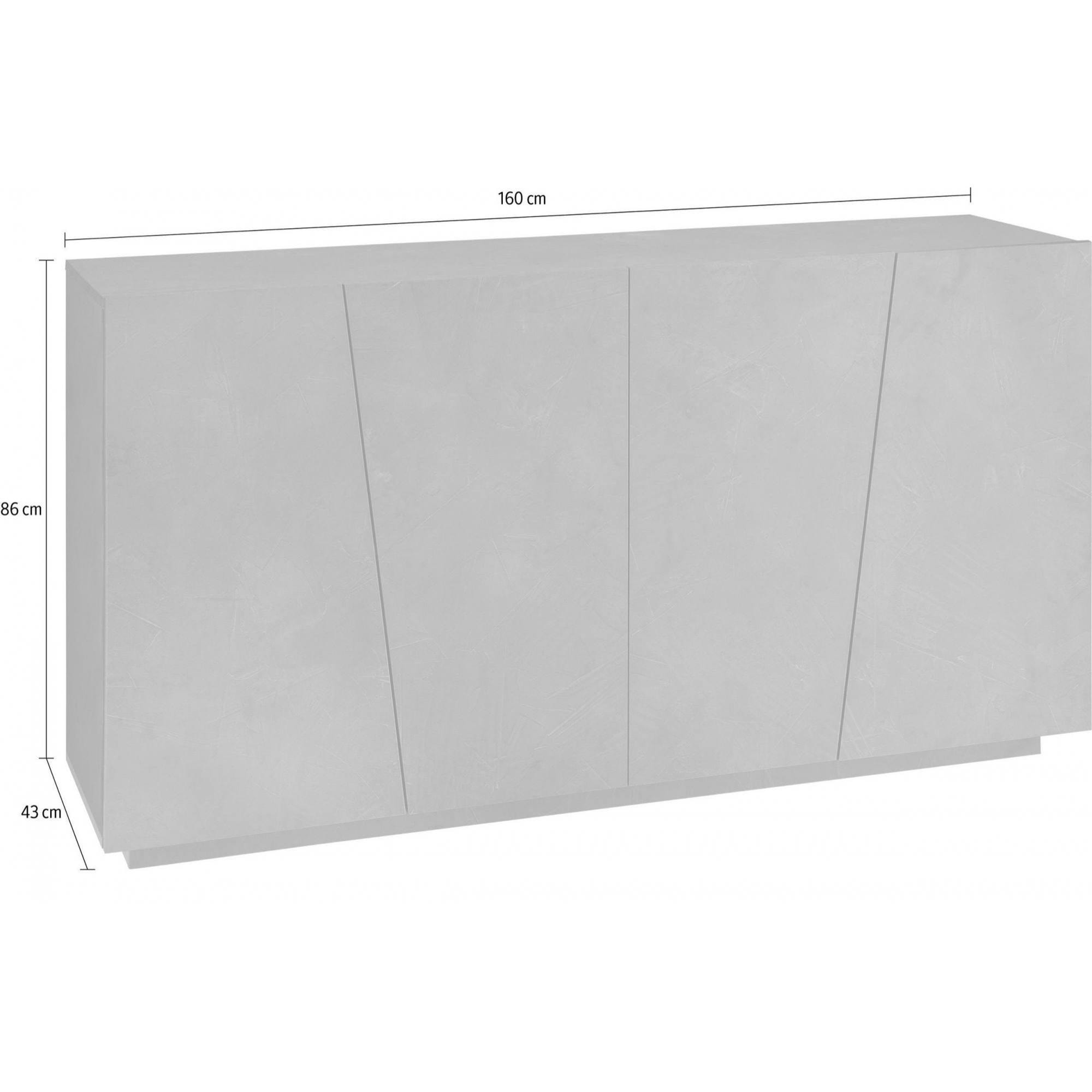 Credenza moderna a 4 ante, Made in Italy, Madia da cucina, Buffet di design da soggiorno, cm 159x43h86, colore Bianco lucido