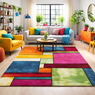 Tapis coloré Tuho aux motifs géométriques