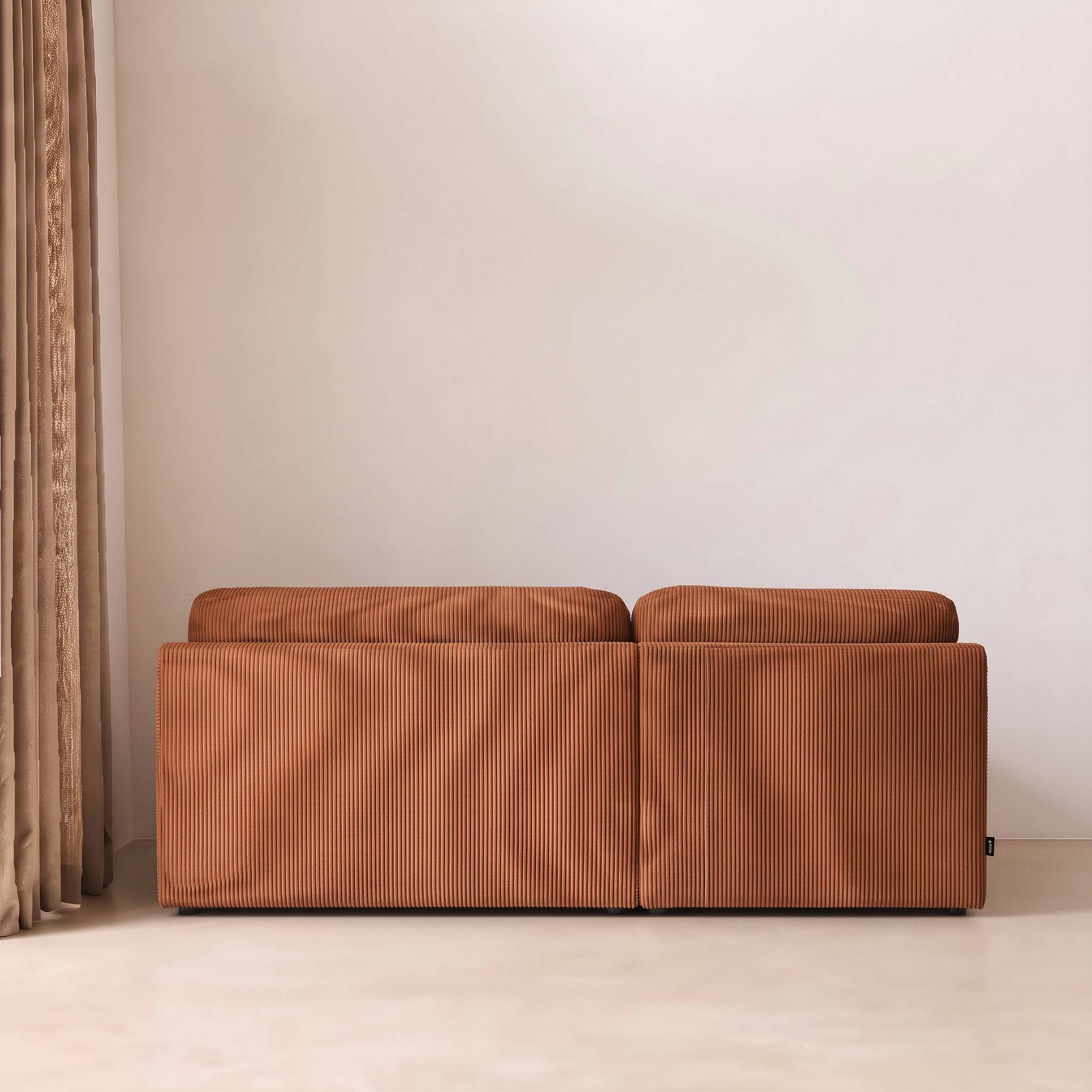 Banquette canapé d'angle gauche convertible 3 places velours côtelé avec coffre NELSON