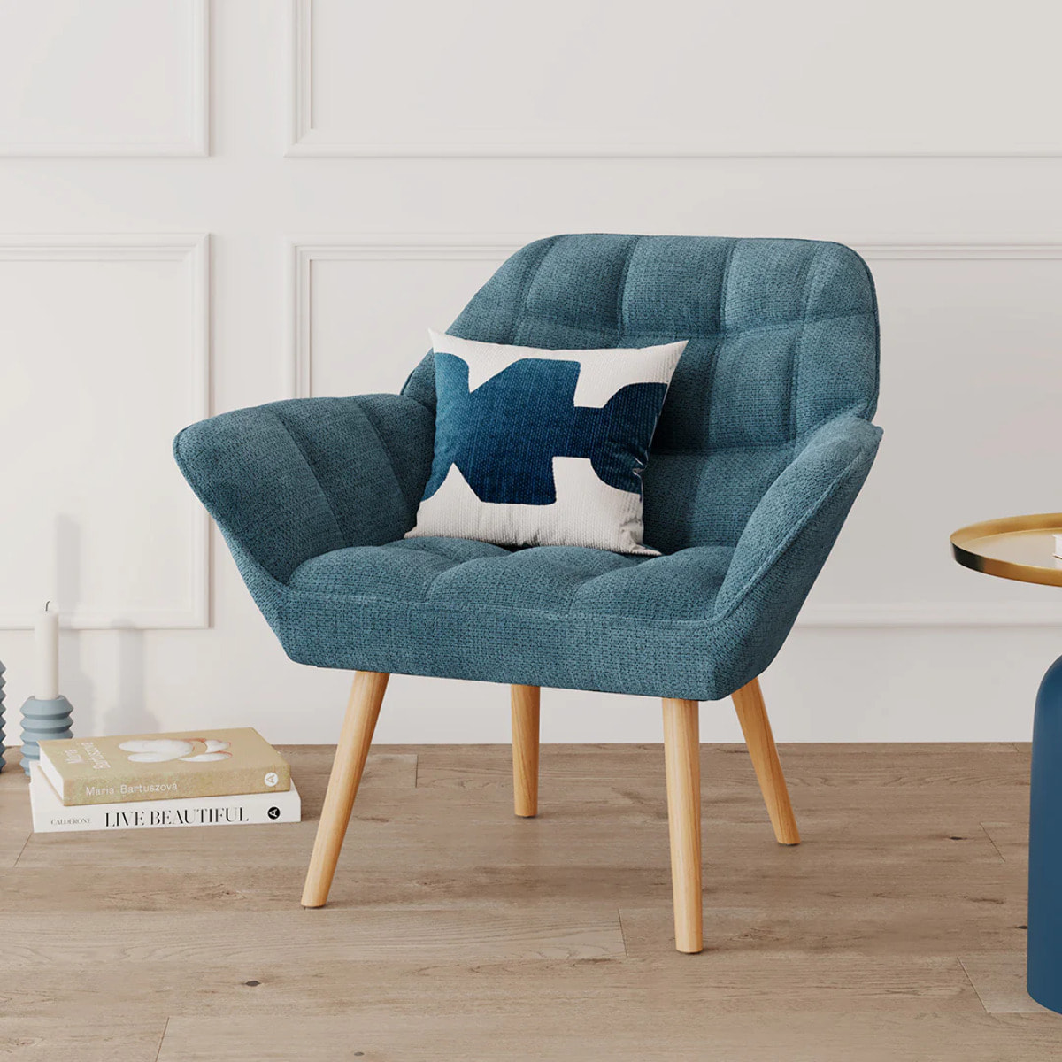Fauteuil en tissu bleu - Simba