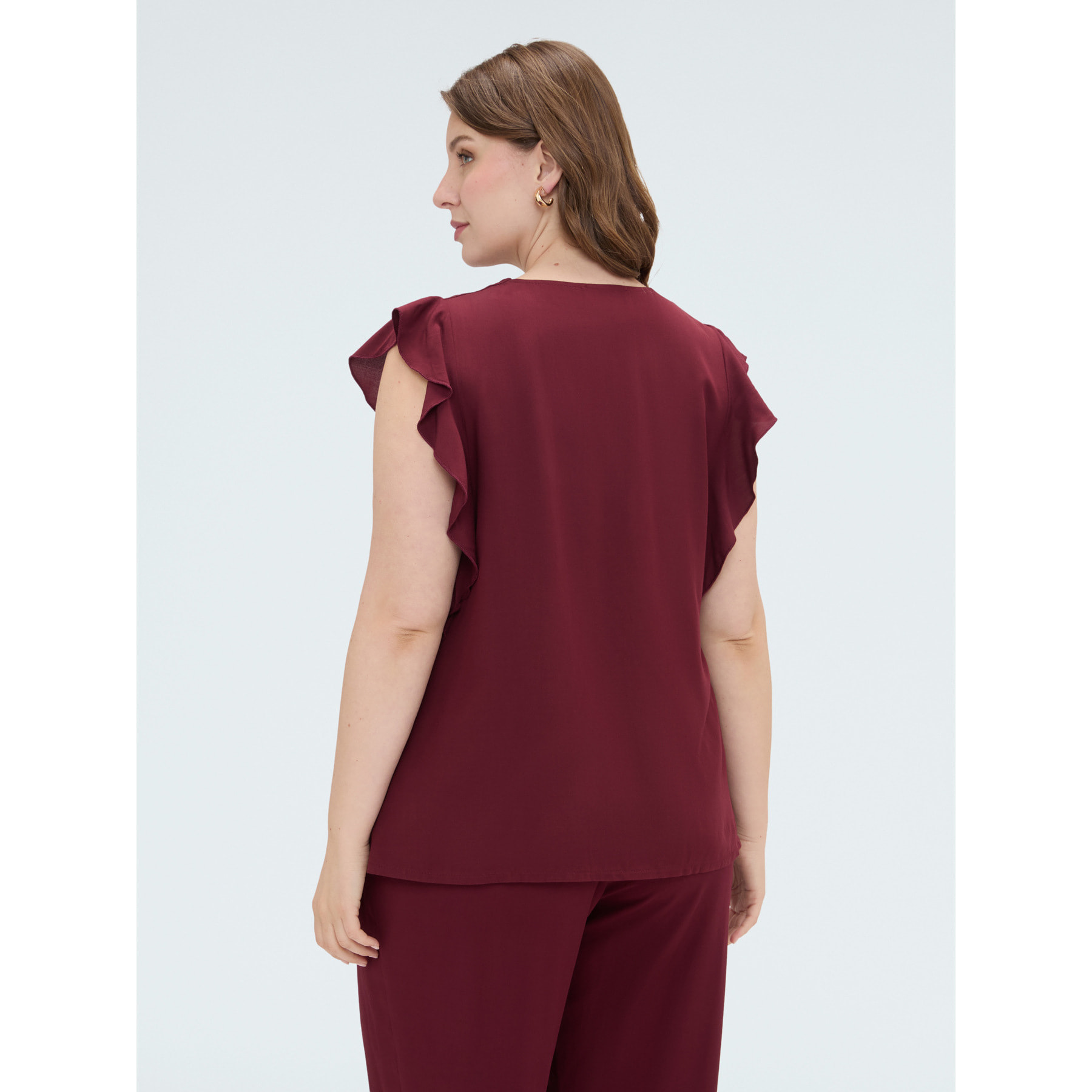 Fiorella Rubino - Top in mussola con volant sulle spalle - Bordeaux