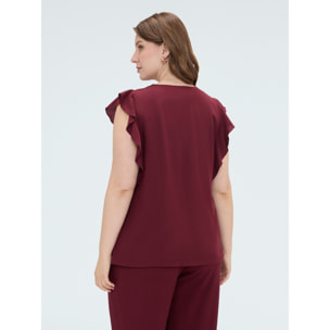 Fiorella Rubino - Top in mussola con volant sulle spalle - Bordeaux