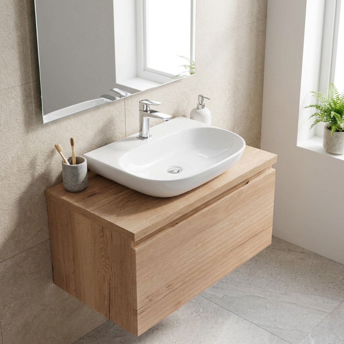 Brevis Lavabo suspendu avec trou pour robinetterie, 50x38,5x12cm (SATBRE5038R)