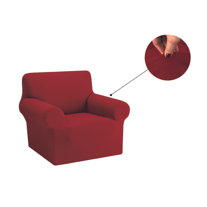 Copridivano Copriseduta Sofà Elasticizzato Smile Tinta Unita Bordeaux