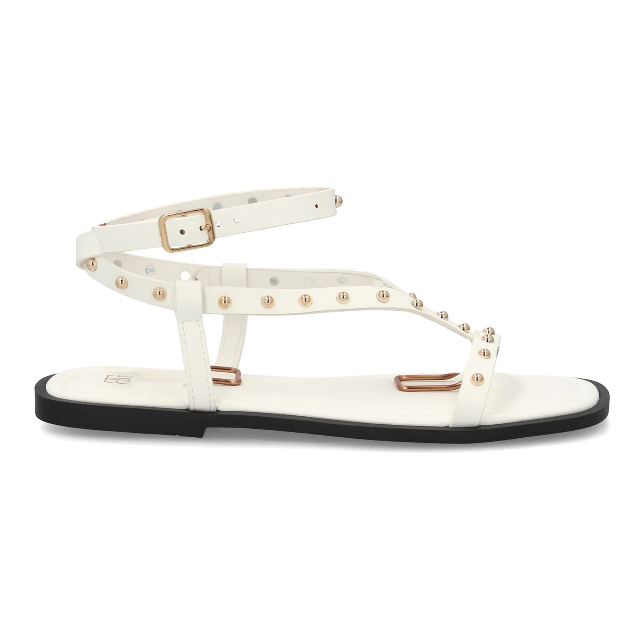 Sandalia plana mujer con tachuelas metálicas