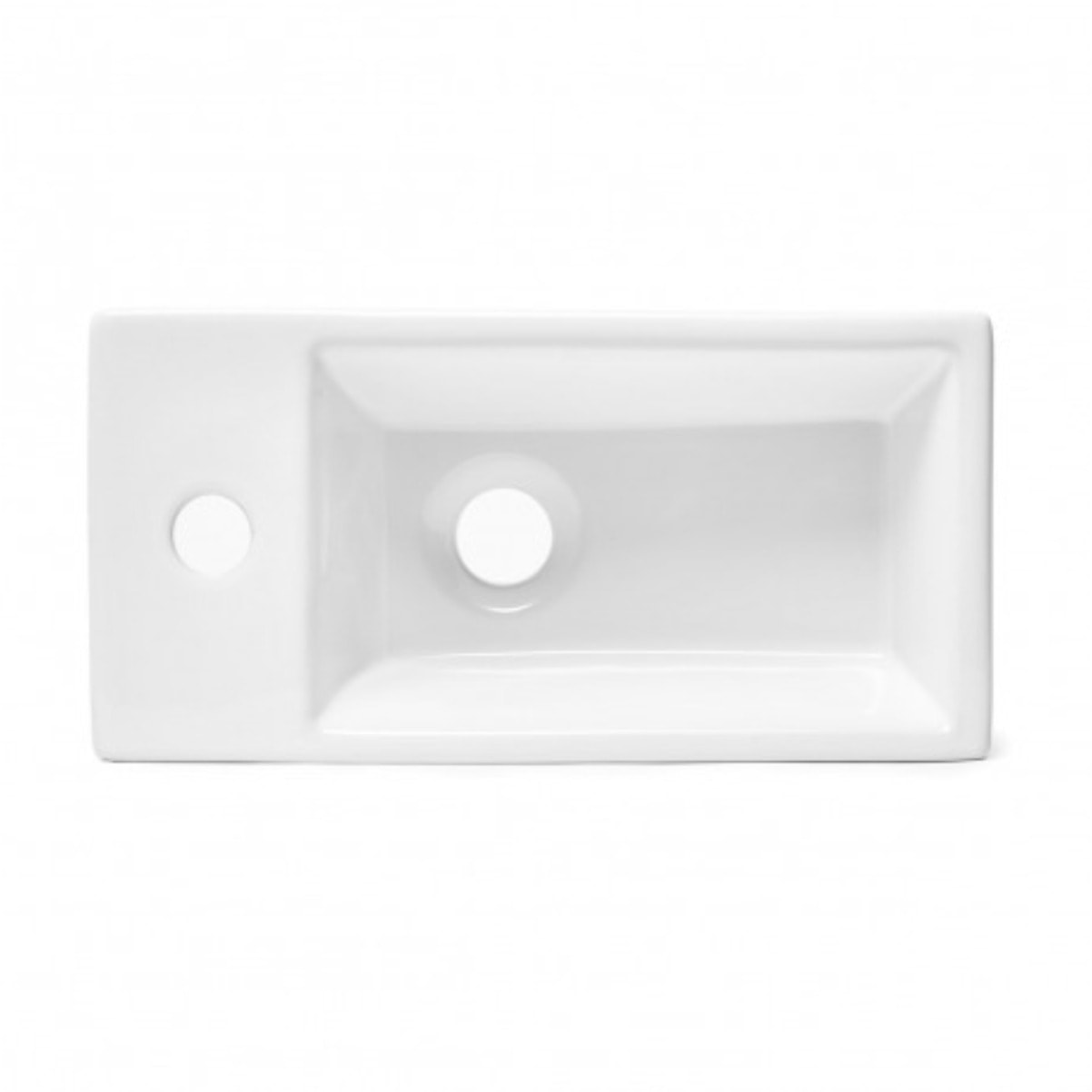 Ensemble lave-mains suspendu avec trou pour robinetterie a gauche, 40.5x20.5 + Siphon (SATBRE4020SL-SET2)