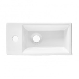 Ensemble lave-mains suspendu avec trou pour robinetterie a gauche, 40.5x20.5 + Siphon (SATBRE4020SL-SET2)