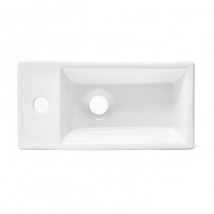 Ensemble lave-mains suspendu avec trou pour robinetterie a gauche, 40.5x20.5 + Siphon (SATBRE4020SL-SET2)