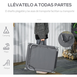 Tumbona Plegable Tumbona de Jardín con Respaldo Ajustable en 5 Posiciones Carga 120 kg para Terraza Piscina Playa 187x55x24 cm Gris