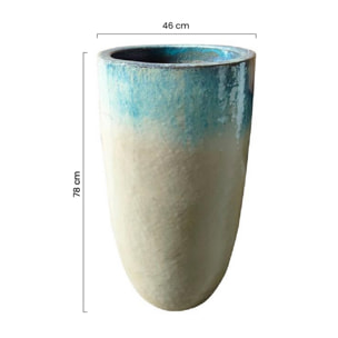 Vaso in ceramica smaltata con finitura bianca e celeste 46x78 cm - Real