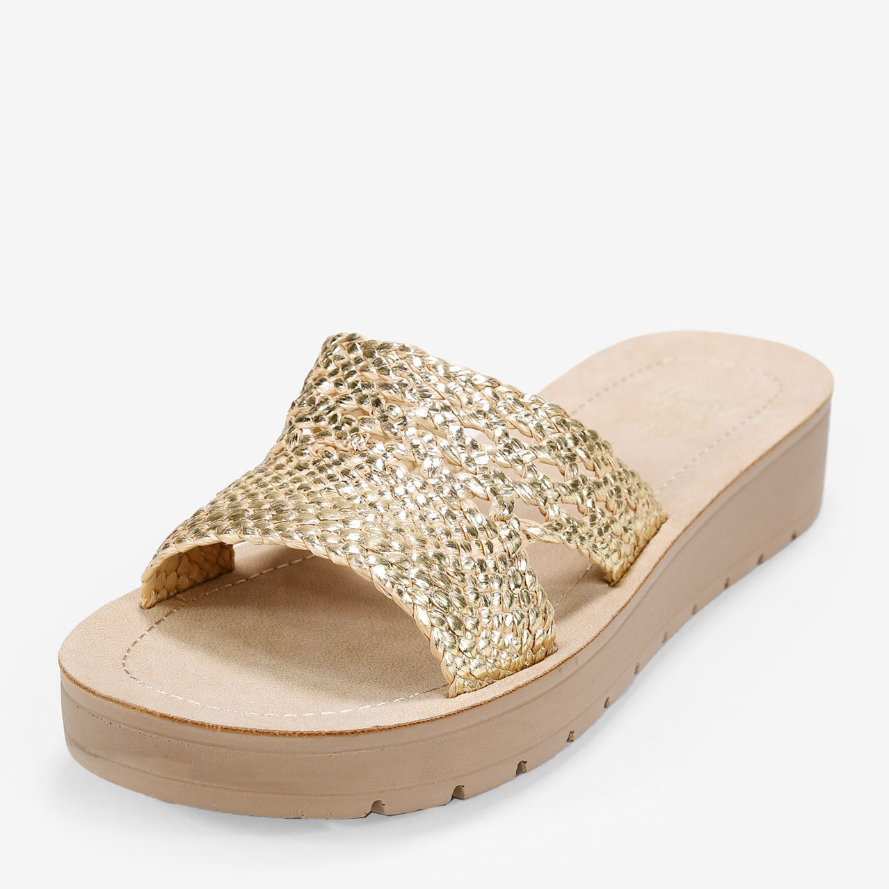Sandalias con cuña doradas