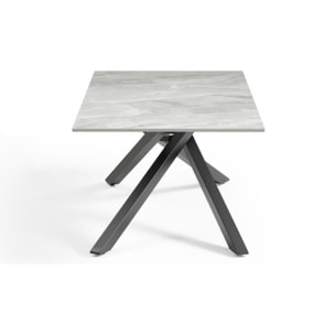 Table basse en céramique 120x60cm gris brillant - 7 piètements - UNIK