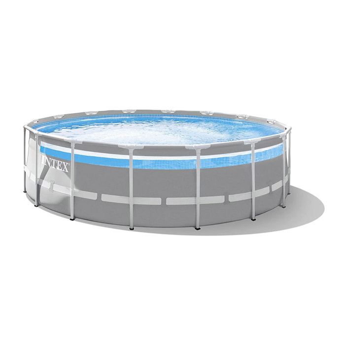 Intex Piscina Prisma Frame Clearview rotonda con Pompa Filtro, Scaletta e Teli, 488x122 cm