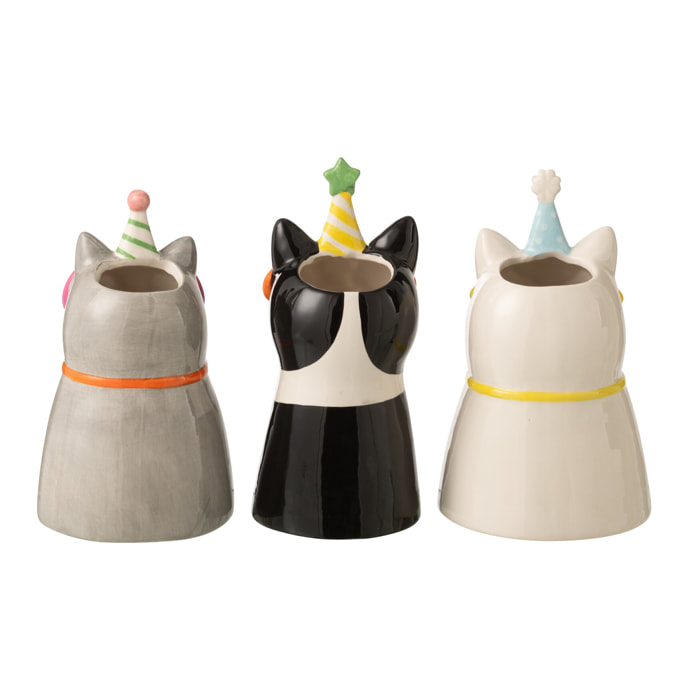 J-Line Vase Chien Lunettes - céramique - multicolore - 3 pièces