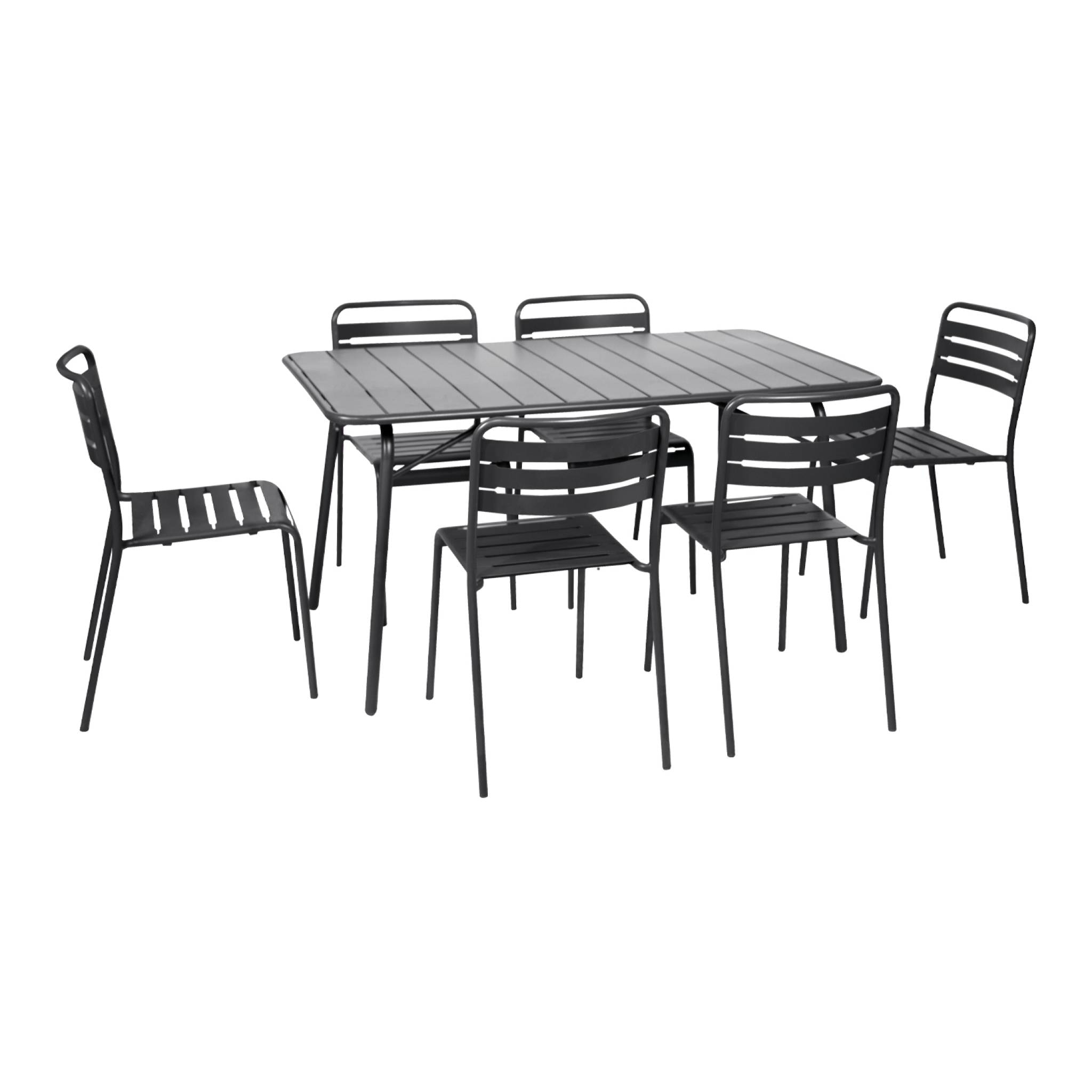 Table de jardin pliante métal + 6 assises AMÉLIA