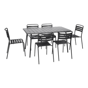 Table de jardin pliante métal + 6 assises AMÉLIA