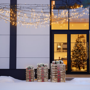 Decoración navideña - juego de 3 cajas de regalos con luces led de distintos tamaños