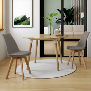 Chaises Nordia assise taupe et pieds bois - lot de 2