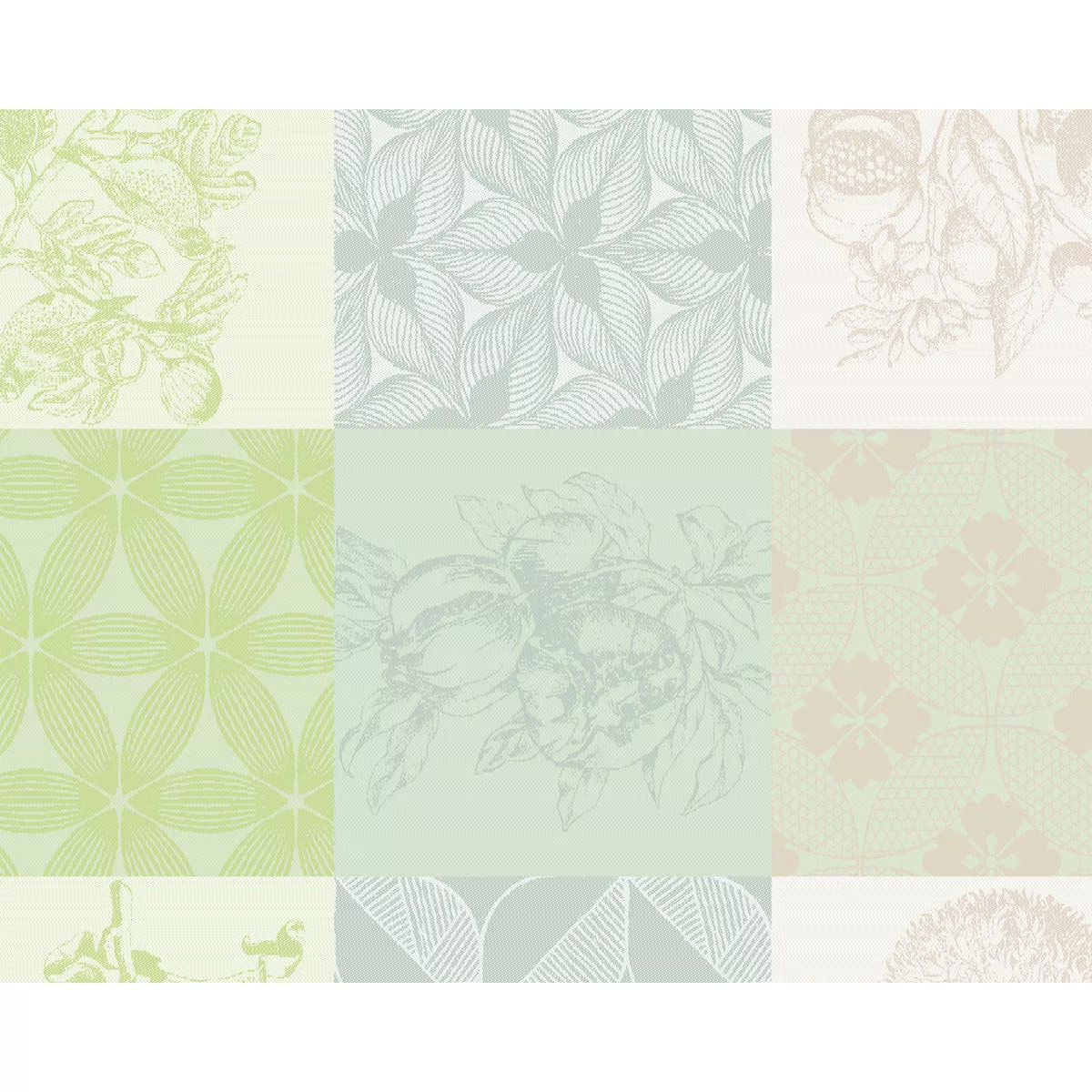 Set pur coton enduit motif jacquard Mille parfums verde