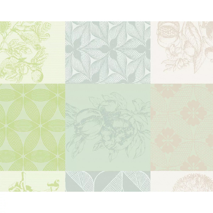 Set pur coton enduit motif jacquard Mille parfums verde