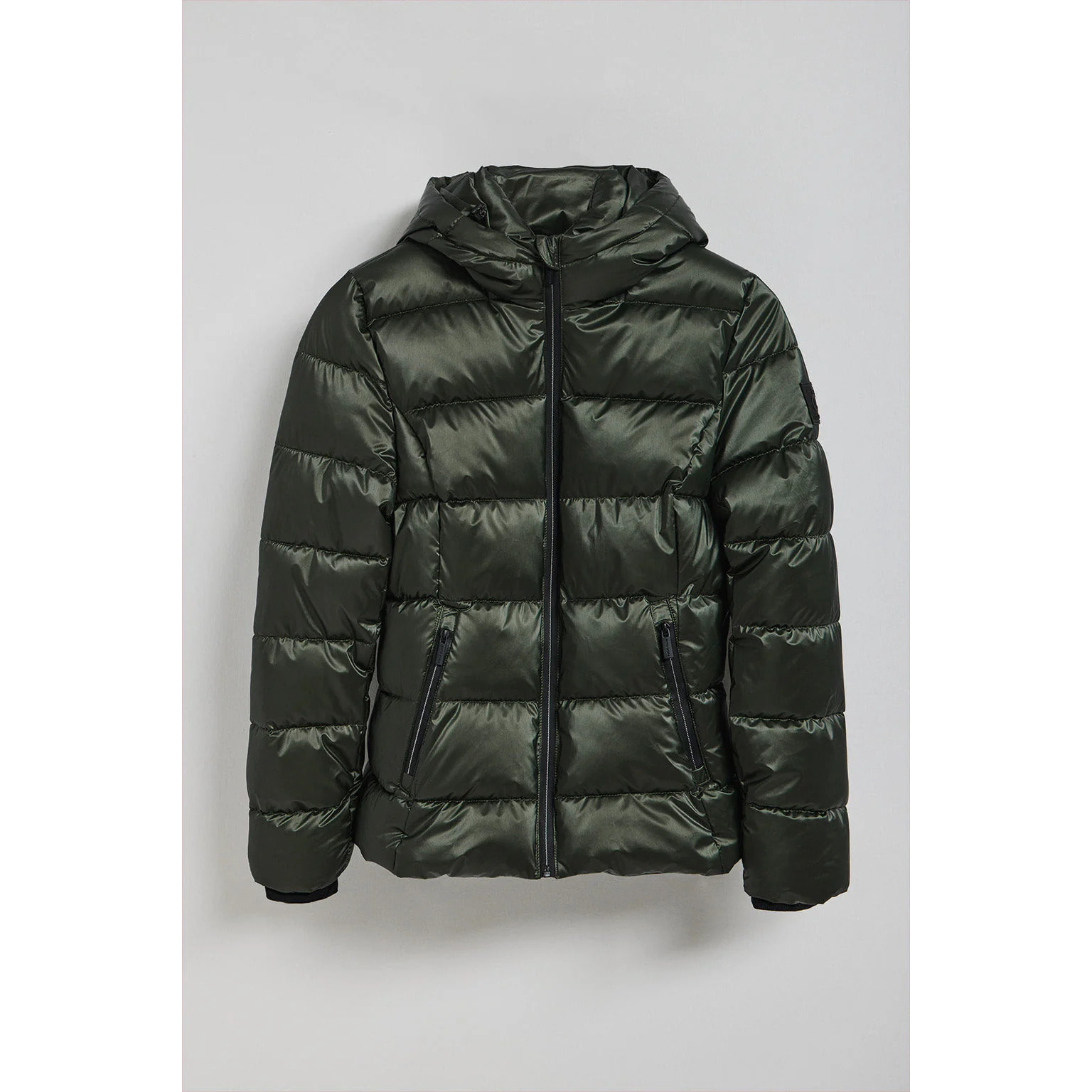 Giacca effetto lucido verde Snow con cappuccio fisso e dettagli Polo Club