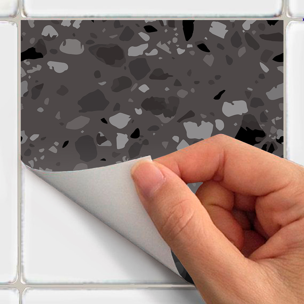 Stickers muraux - Sticker Mural Carrelage adhésif Cuisine Salle de Bain - 60 STICKERS CARREAUX DE CIMENT TERRAZZO SIMONA