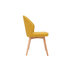 Chaises design en tissu effet velours jaune moutarde et bois clair (lot de 2) FANETTE