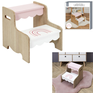 MARCHEPIED ENFANT ARC EN CIEL ROSE ET BLANC