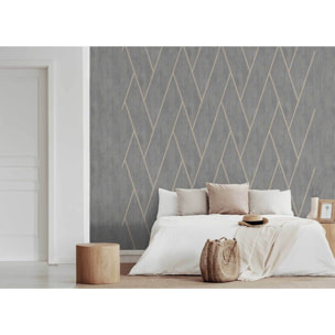 Papier peint effet tissu plissé beige doré