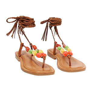 Sandali bassi donna cognac