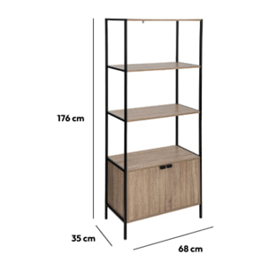 Étagère bibliothèque 2 niveaux Effet chêne naturel Aliaj