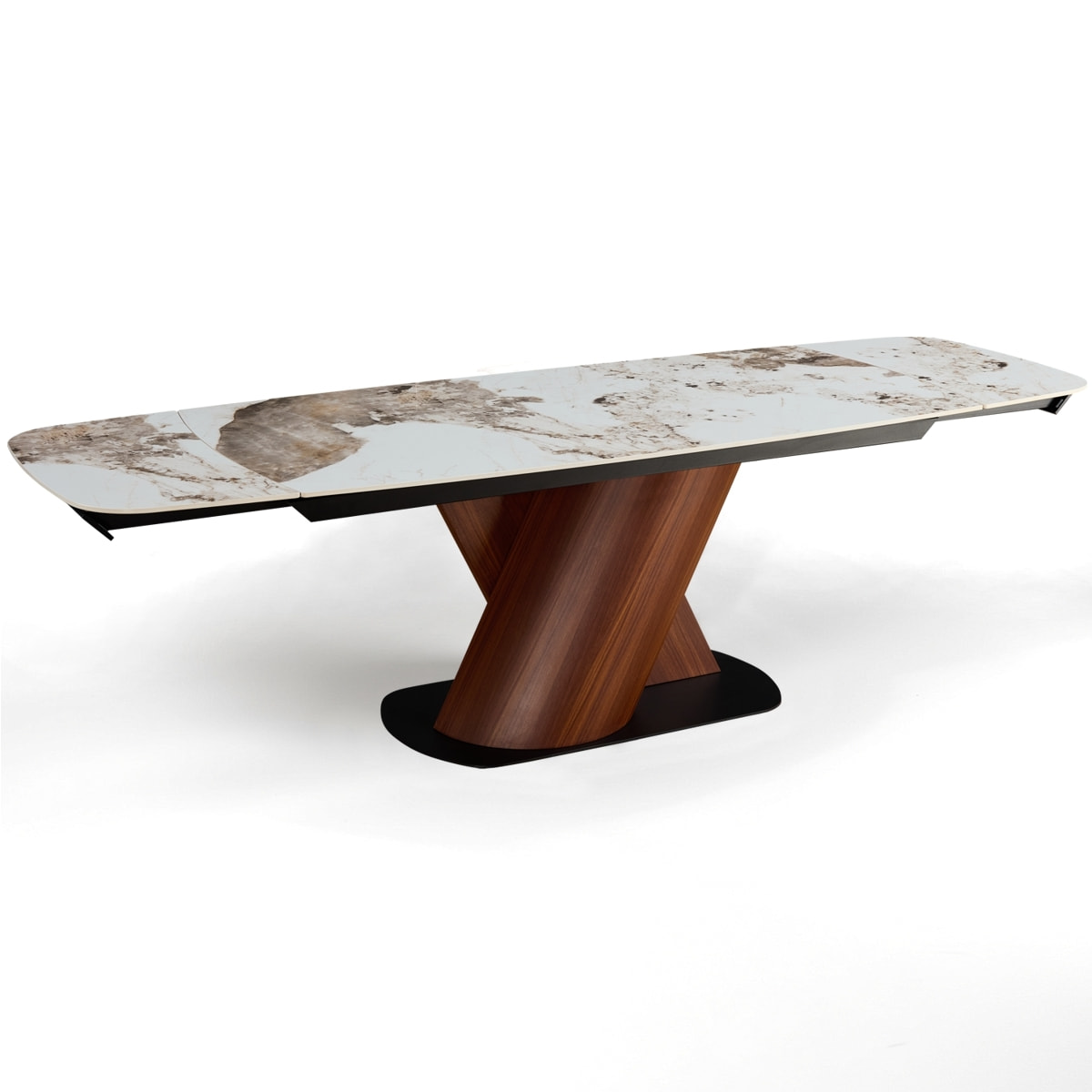 Table à manger extensible Tomasucci JAN, en céramique, marbre onyx, chêne, 180/220/260 × 90 × 75 cm