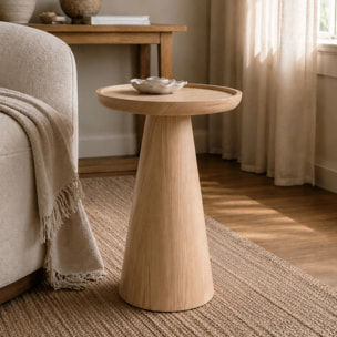 Table d'appoint en placage chène blanc, D40 cm - Côme