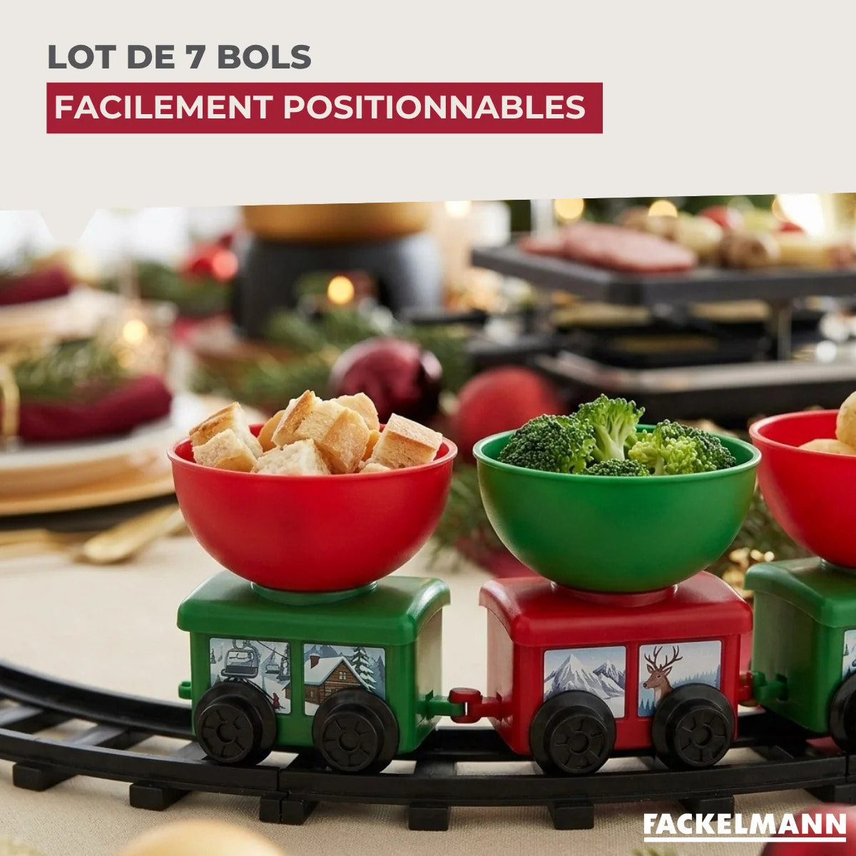 Décoration de Noël Train de table pour apéritif, fondue savoyarde Fackelmann