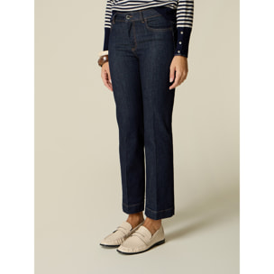 Oltre - Jeans Lauren regular cropped in denim rinse - Blu