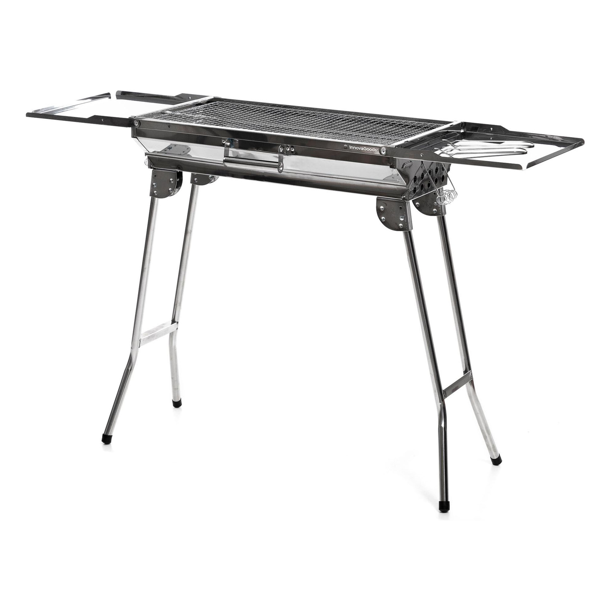 Barbecue a carbone pieghevole - acciaio inox - grigio - 61x73x33 cm