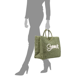 Bérgamo Bolso de mano Mujer. Fabricado en paja trenzada diseño "Summer".