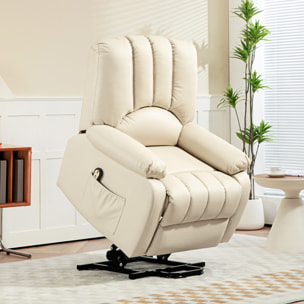 Fauteuil de relaxation électrique - fauteuil releveur inclinable - repose-pied ajustable - microfibre polyester beige clair