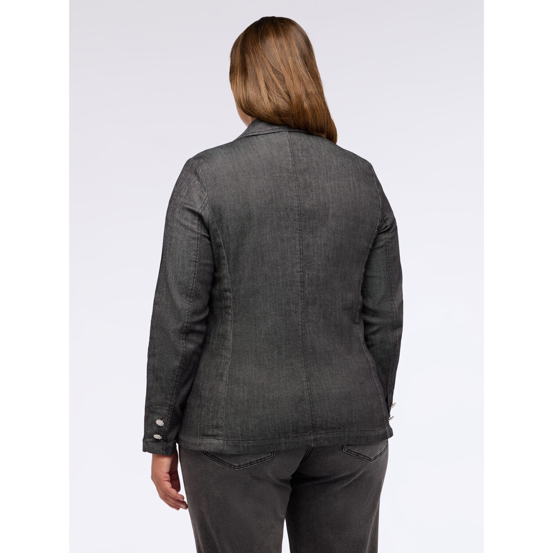 Fiorella Rubino - Blazer de mezclilla con botones joya - Negro