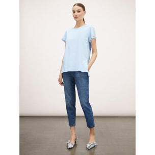 Motivi - Camiseta con mangas bordadas con piedras - Light - blue