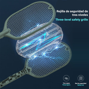 Racchetta elettrica WP-07 uccide zanzare, mosche e falene. Batteria al litio. Luce ultravioletta 360°.