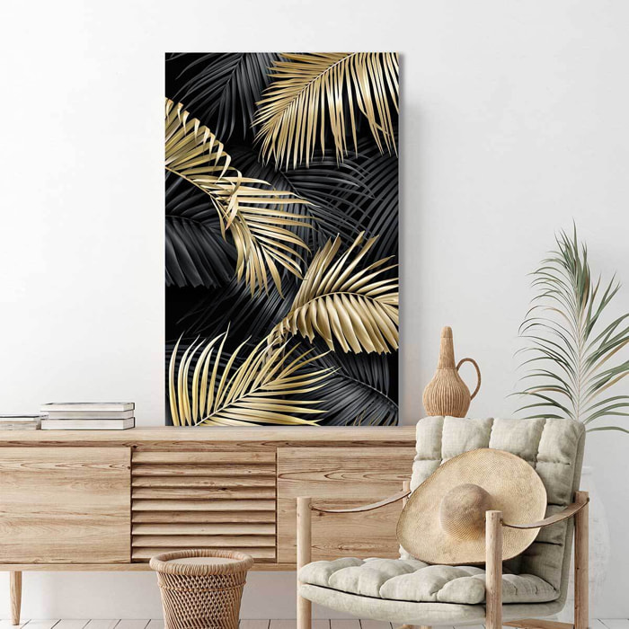 Tableau deco jungle feuillage or - 50x80cm Toile imprimée