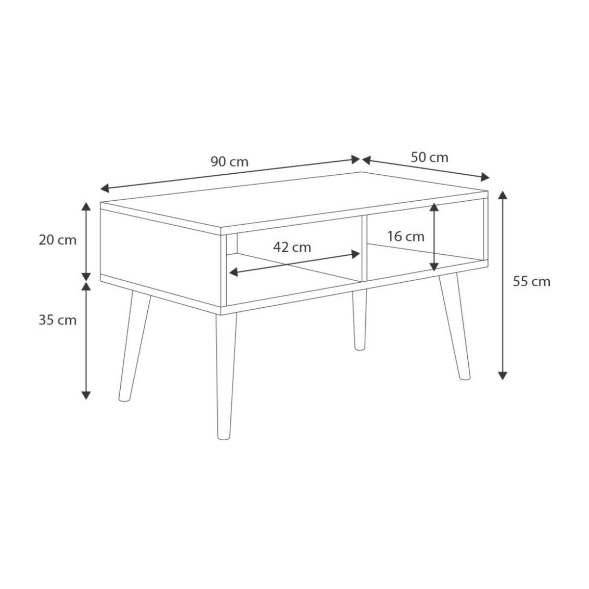 Tavolino da salotto SANDI scandinavo rovere Artisan con ripiano