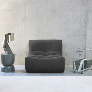 Fauteuil chauffeuse en bouclette texturée anthracite style contemporain 1 place