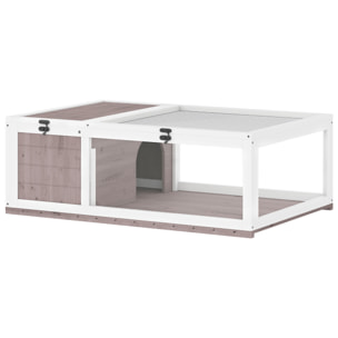 Enclos pour tortue - parc pour tortue - niche, enclos extérieur, toits ouvrants verrouillables - plexiglas métal sapin taupe