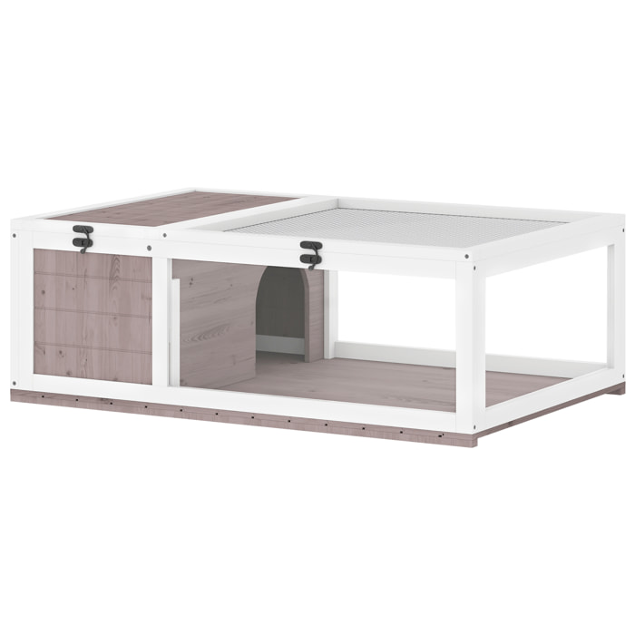 Enclos pour tortue - parc pour tortue - niche, enclos extérieur, toits ouvrants verrouillables - plexiglas métal sapin taupe