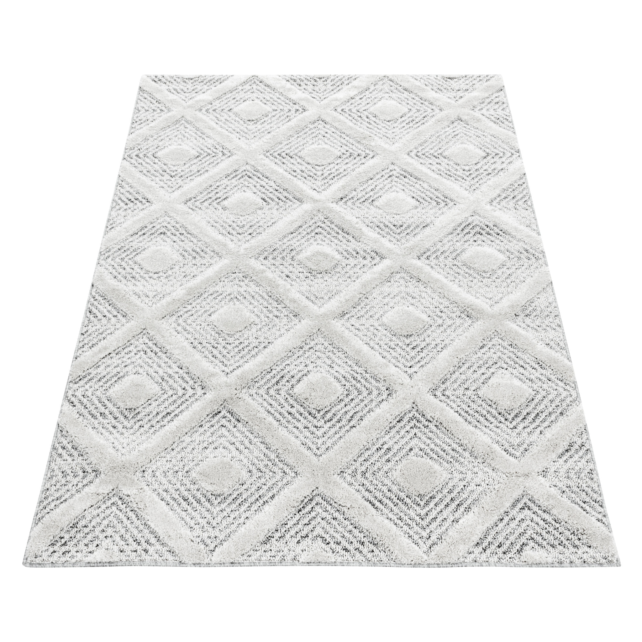 PISA - Tapis de salon à motif losange gris - PIS4707GRI