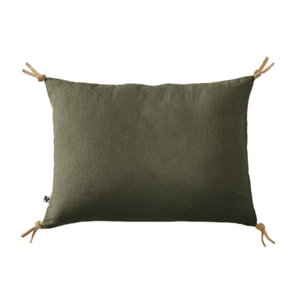 Coussin 40 x 60 cm en lin lavé avec 4 nouettes en jute - SOLINE