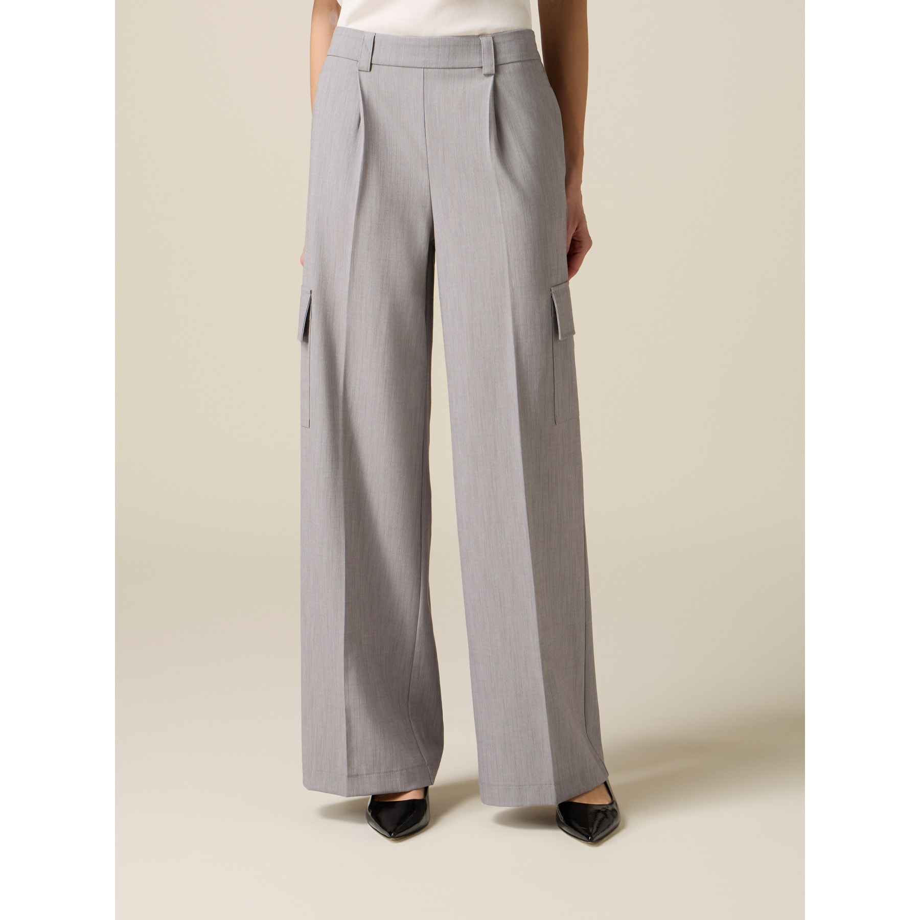 Oltre - Pantaloni cargo palazzo - Grigio